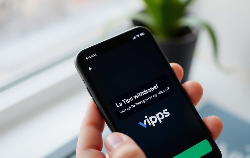 Mobilskjerm som viser uttak av gevinster fra casino uten omsetningskrav via Vipps.